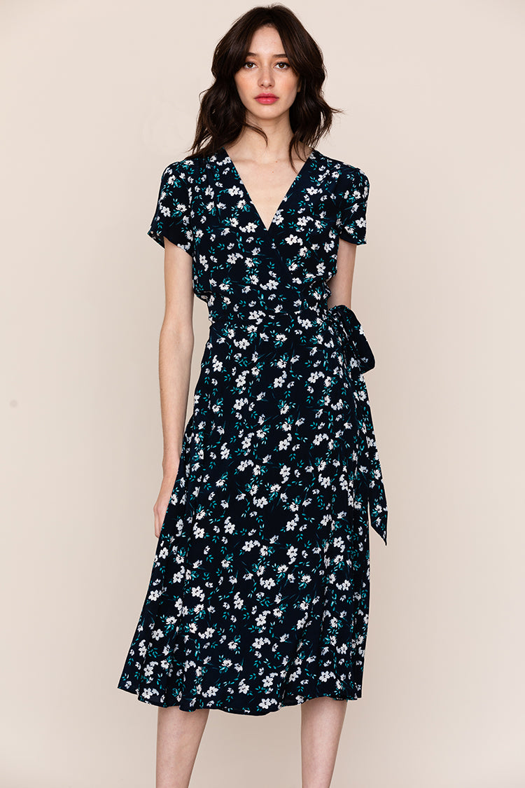 SPIN ME AROUND SILK DRESS | Wrap Front Midi Dress – YUMI KIM