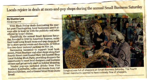Small Business Saturday article Songbird Boutique