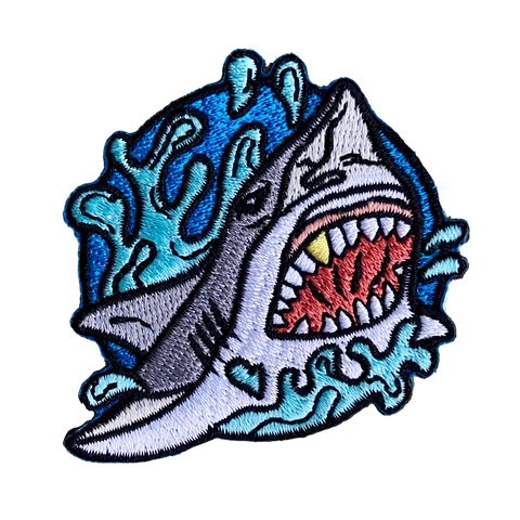 shark attack iron-on patch