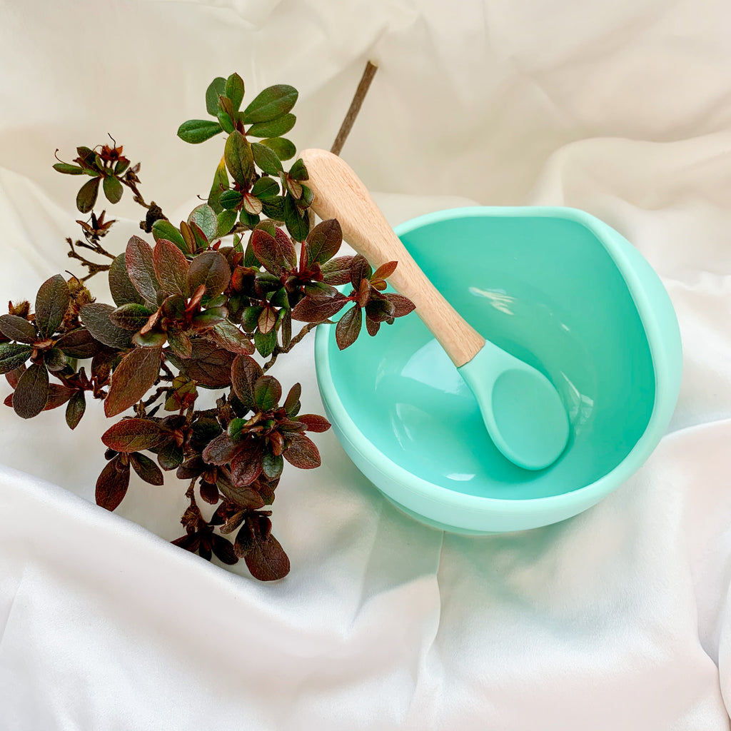 Blue Silicone Bowl W/ Spoon Set – Happy Baby Boutique