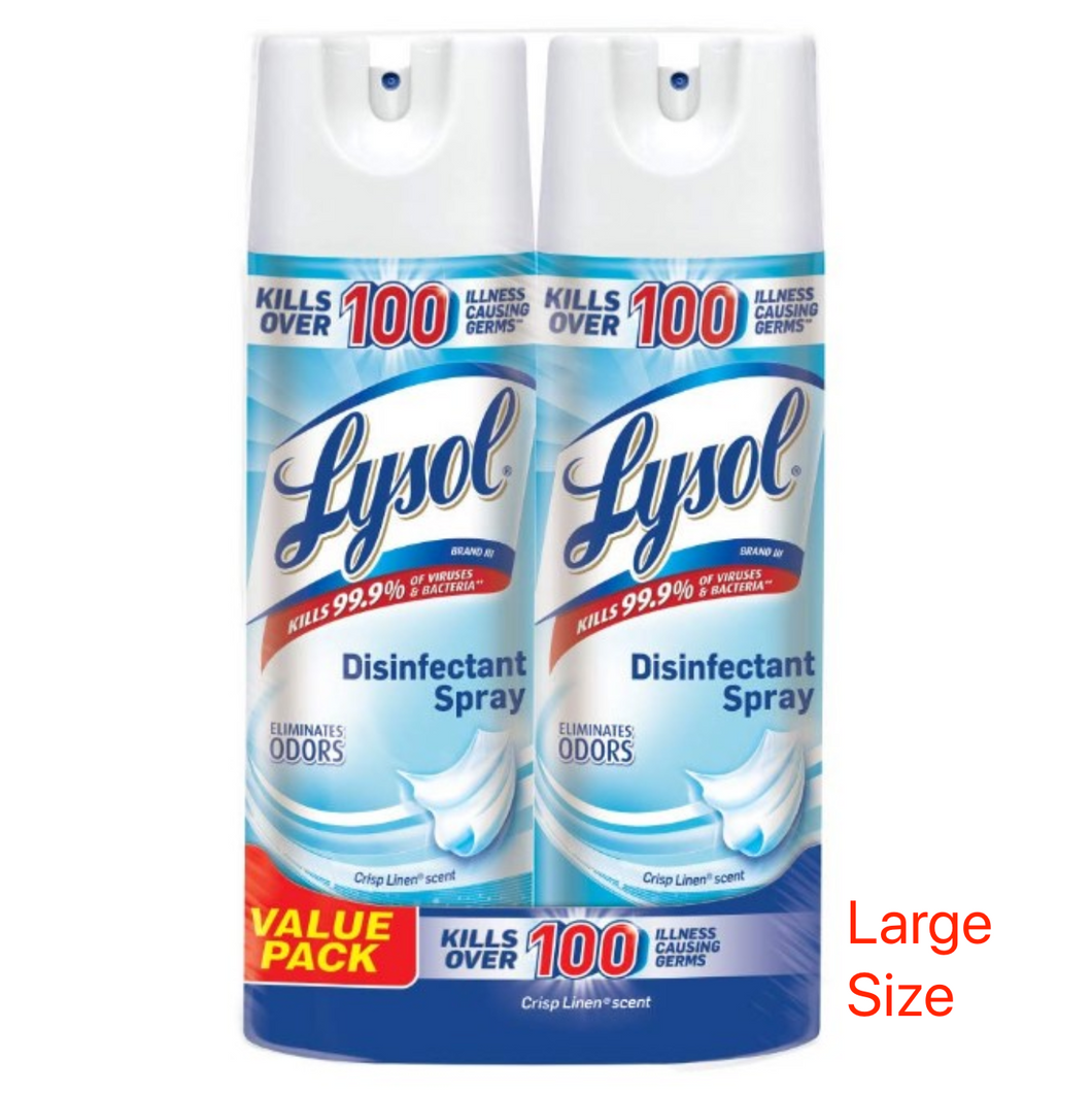 Lysol Disinfectant Spray 19oz Large Size Crisp Linen Scent Pack Of 2 4780