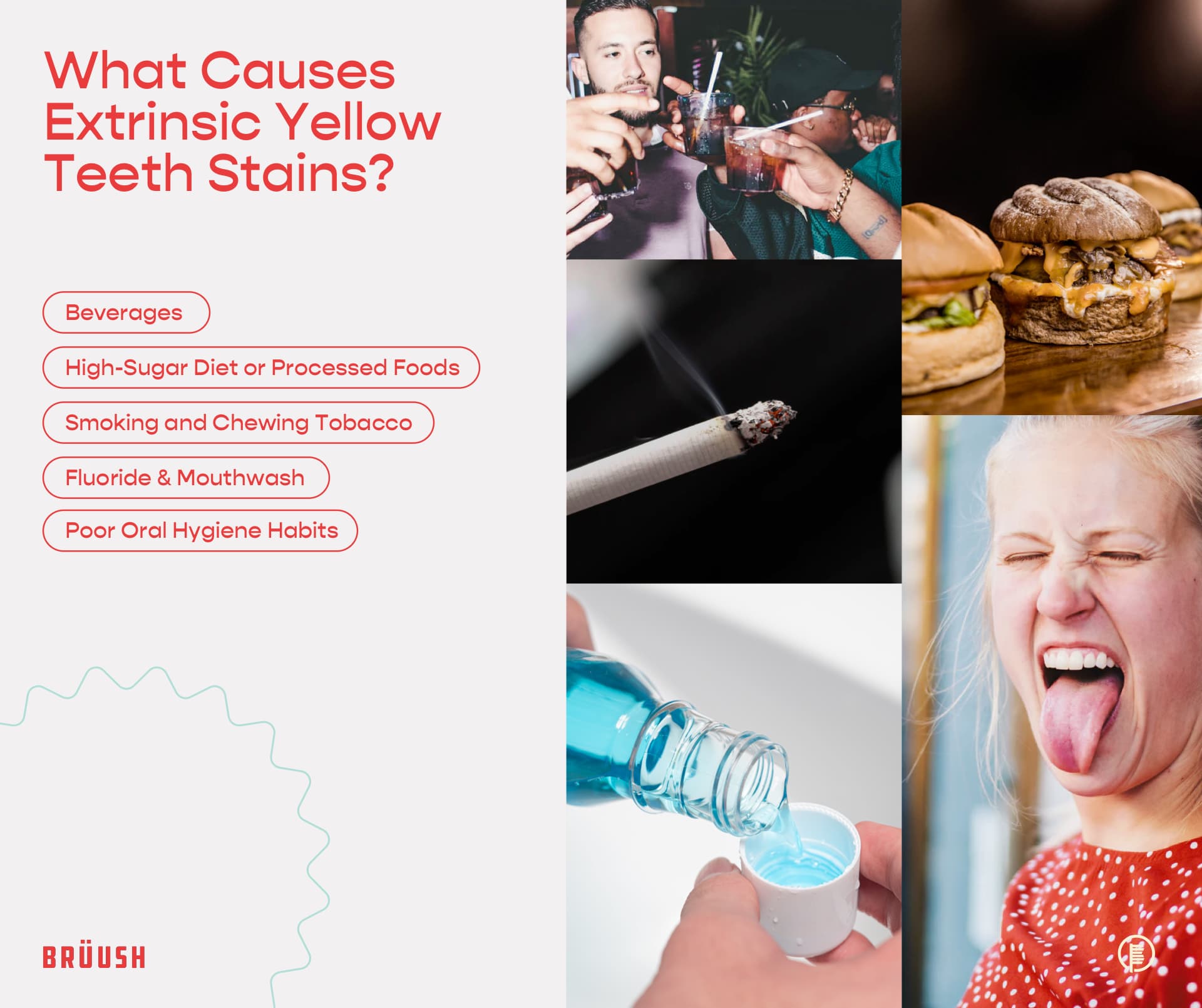 list of the reasons that cause yellow teeth stains