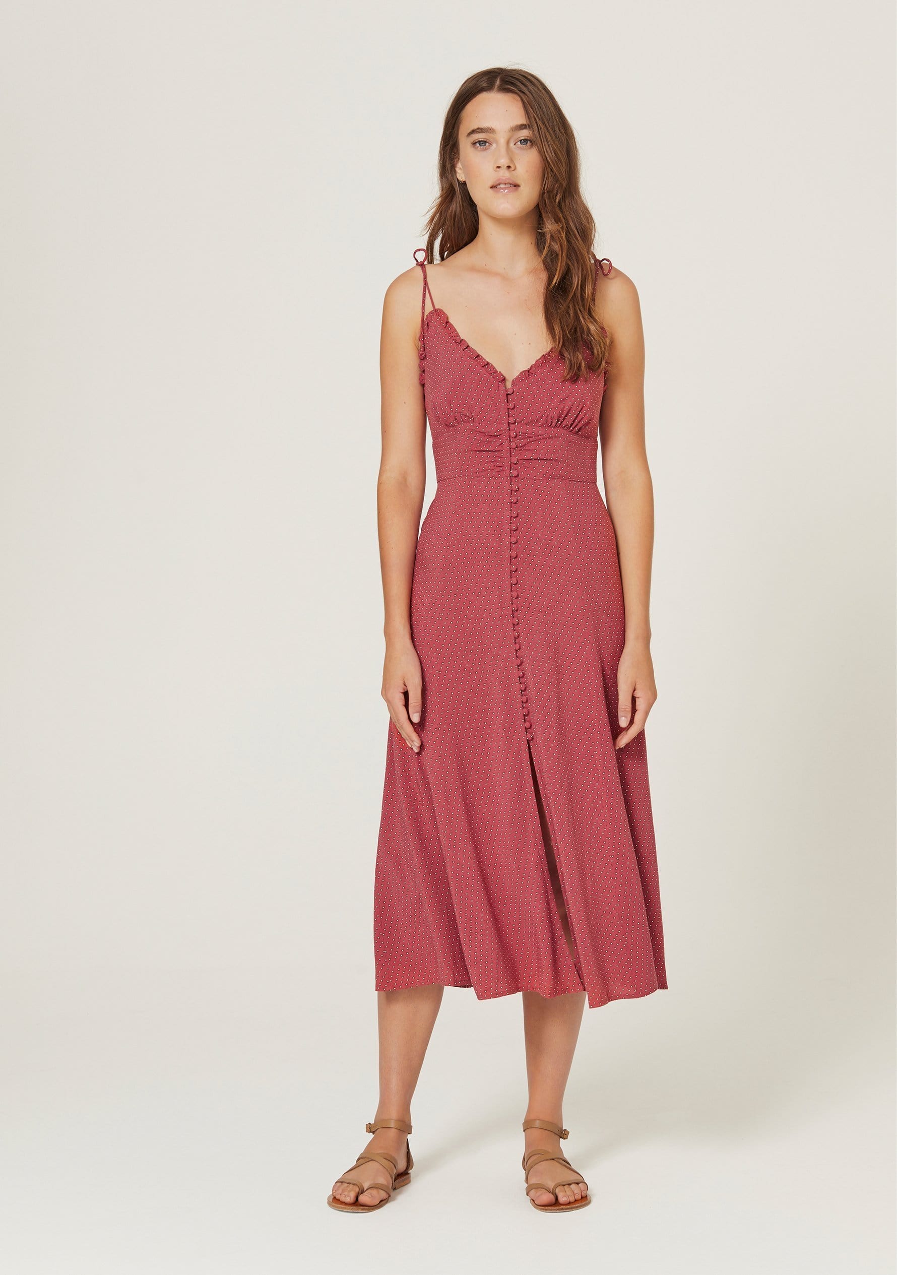 pippi juliette midi dress rust