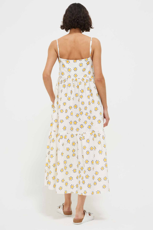 White Sun-Print Linen and Cotton-Blend Dress image 2