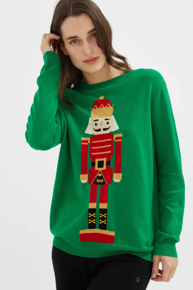 Green Nutcracker Intarsia Wool-Cashmere Sweater image 1