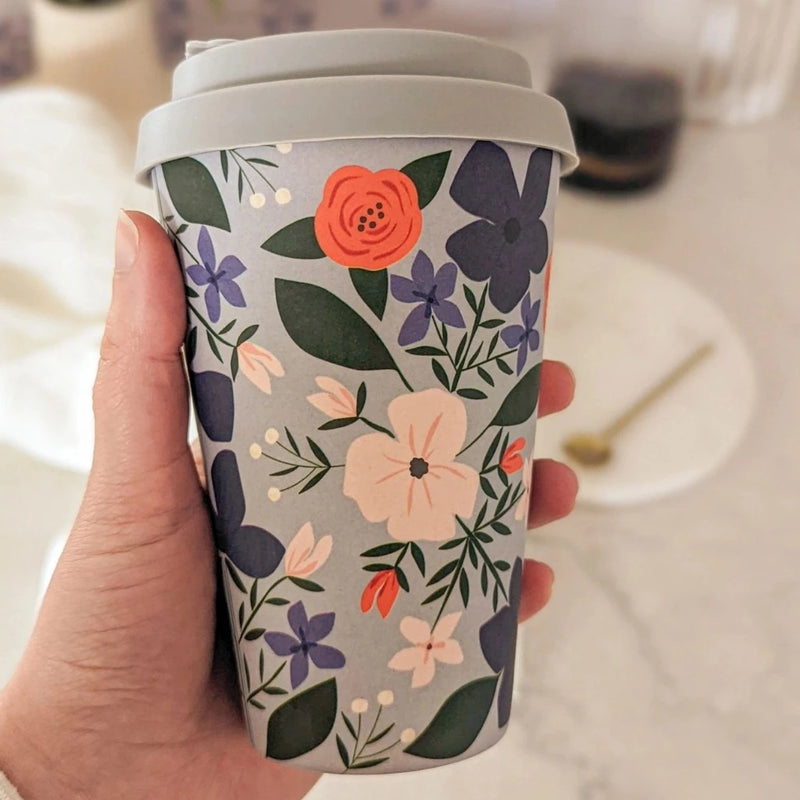 Blue Wild Flower Reusable Coffee Cup