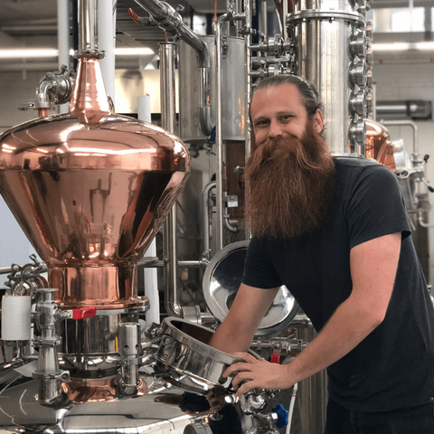 Calvin Reid at the distillery 