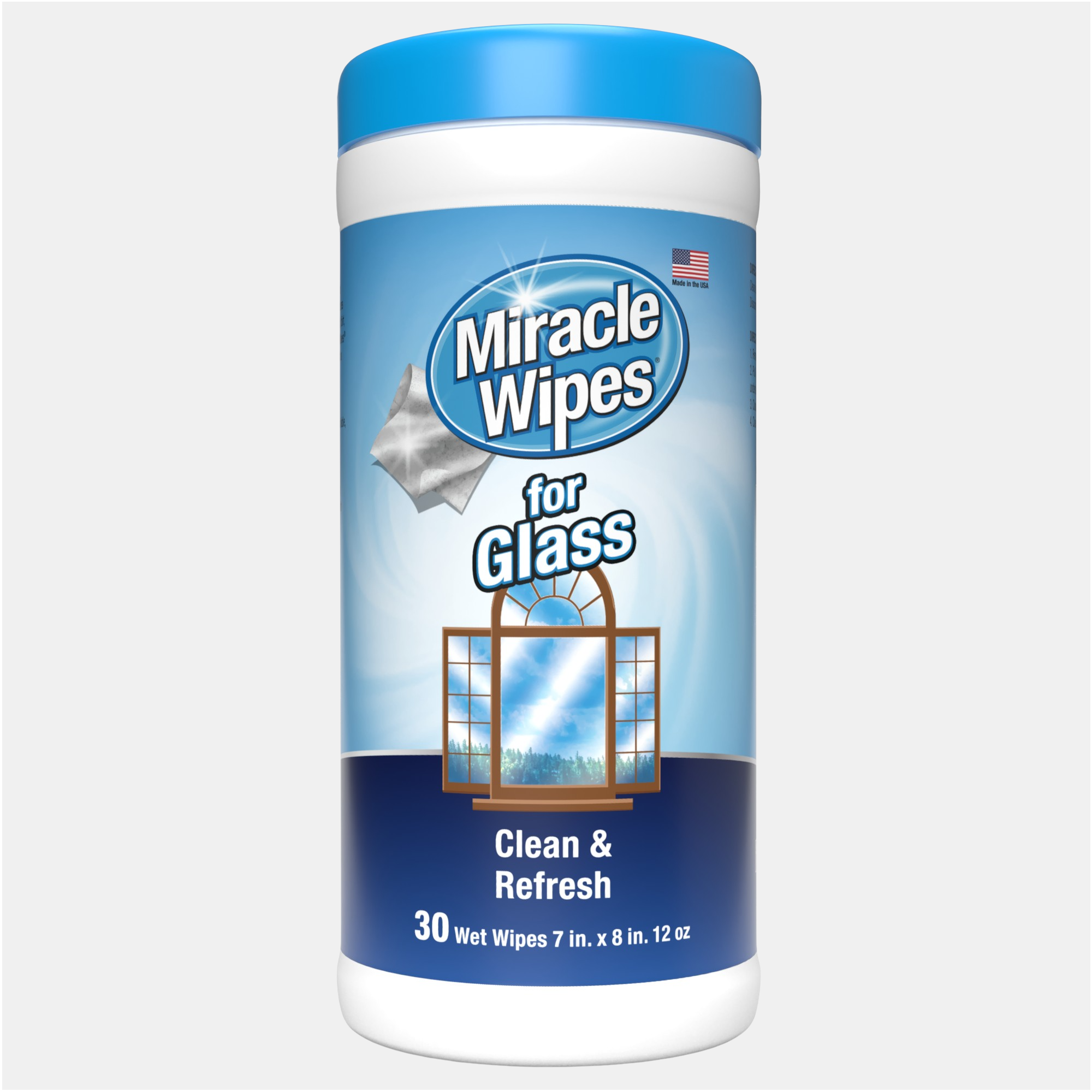 Miraclewipes for Glass - Disposable Streak Free Cleaning Wipes for Mirrors Windows Home and Auto - (30 Count)