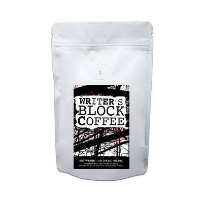 Cheap coffee beans in a white bag