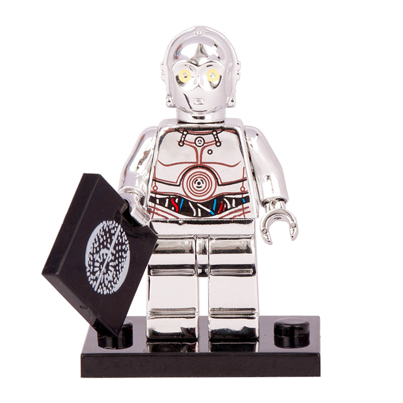 Silver Chrome TC-14 Droid custom Star Wars Minifigure – Minifigure