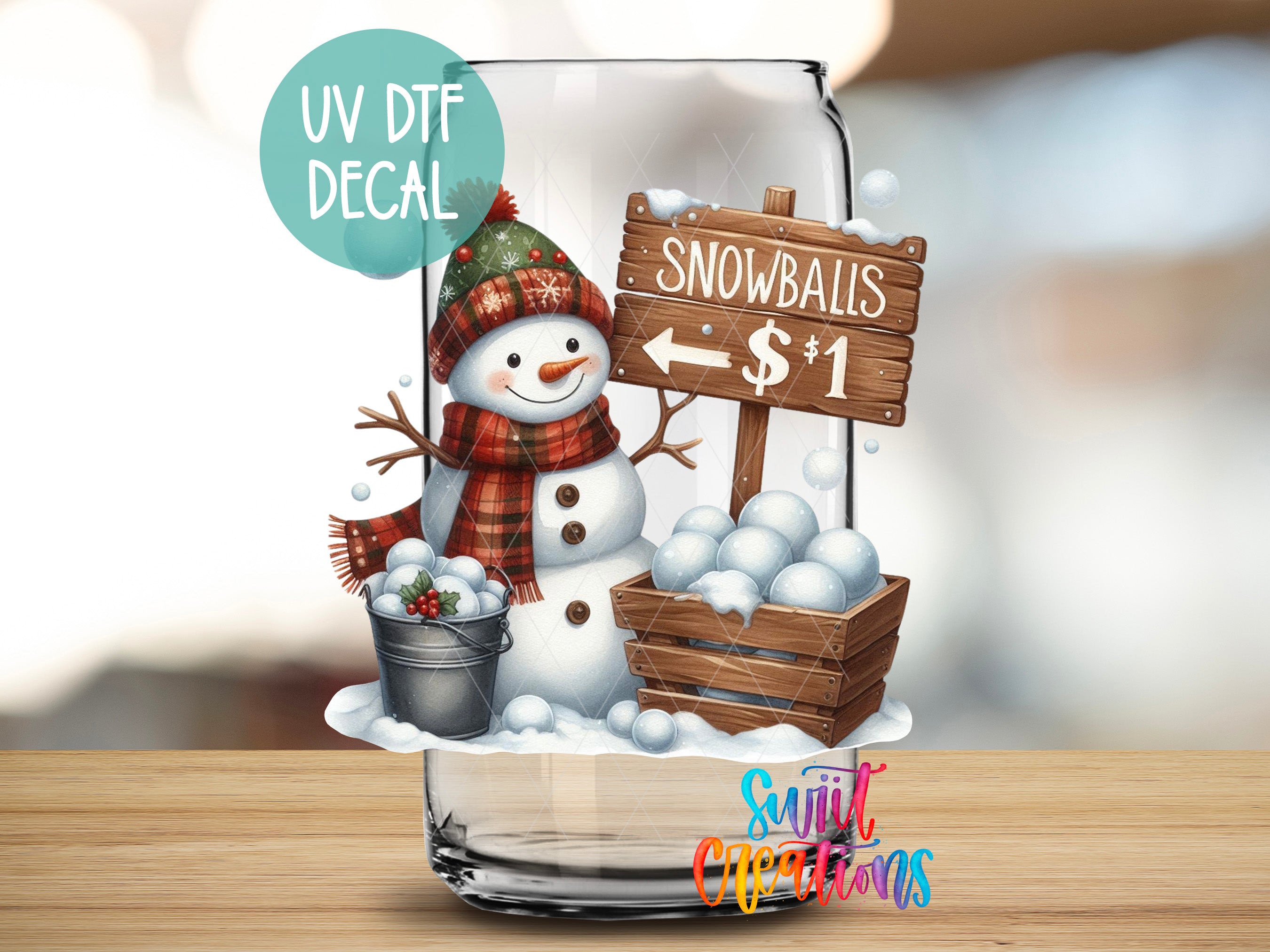 Snowman UV DTF Cup Decal UV1194