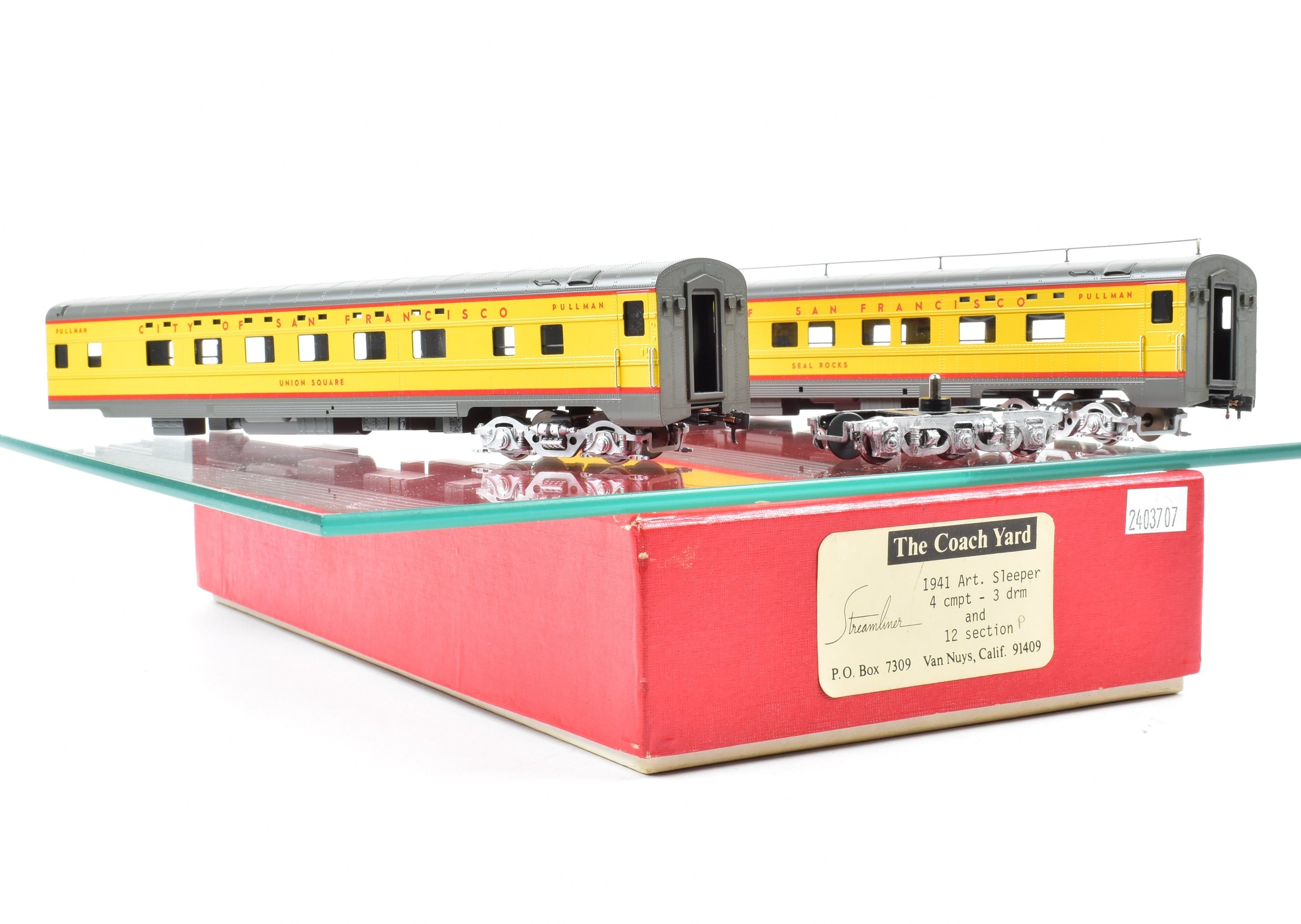 HO Brass TCY - The Coach Yard UP - Union Pacific/COSF Pullman Articulated Sleeper C/P "Union Square/Seal Rocks"
