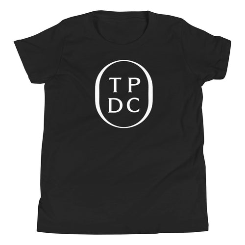 TPDC White Print Black Youth Tee