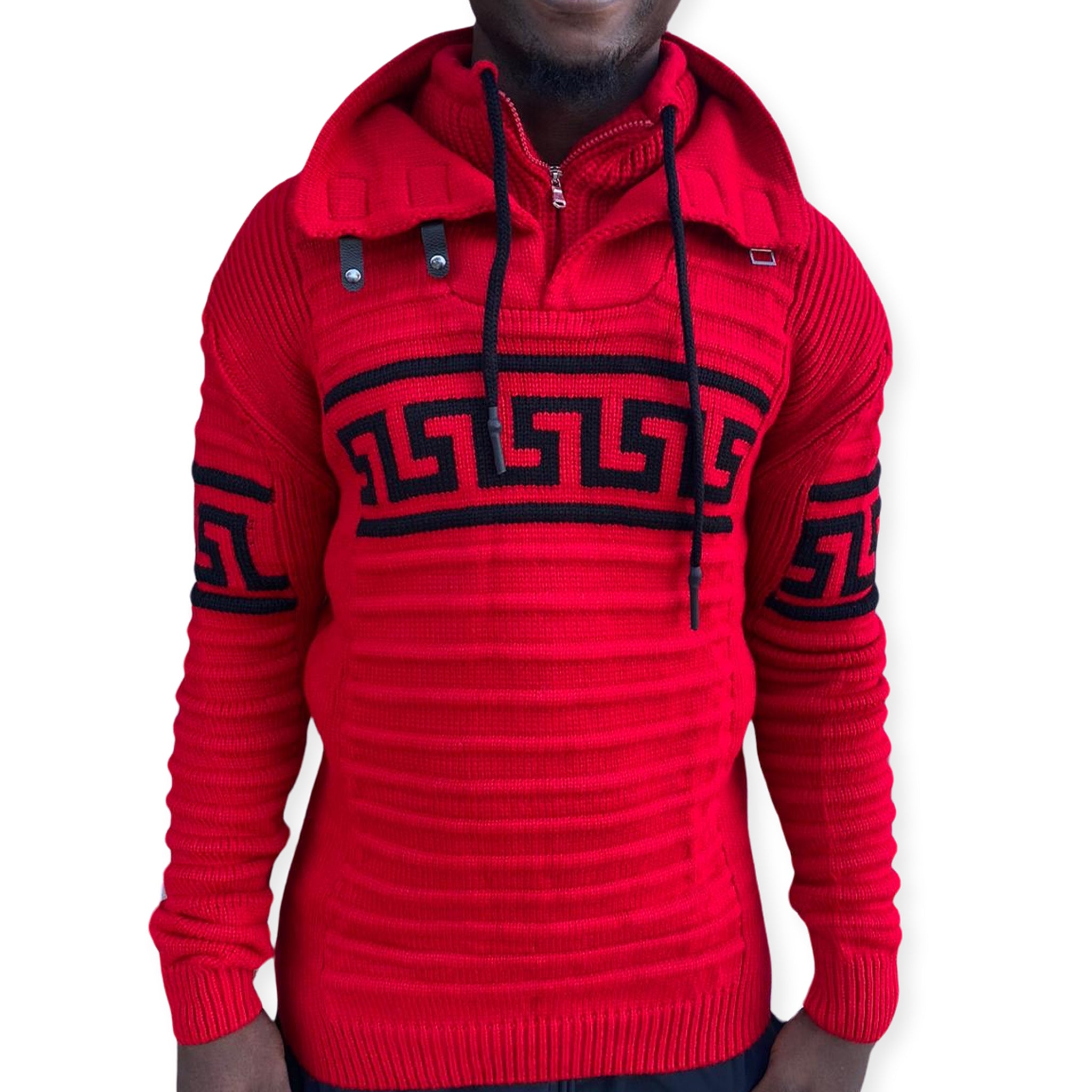 [Alvin] Red Men's Heavy Wool Quarter Zip Sweater - Young Republic product image