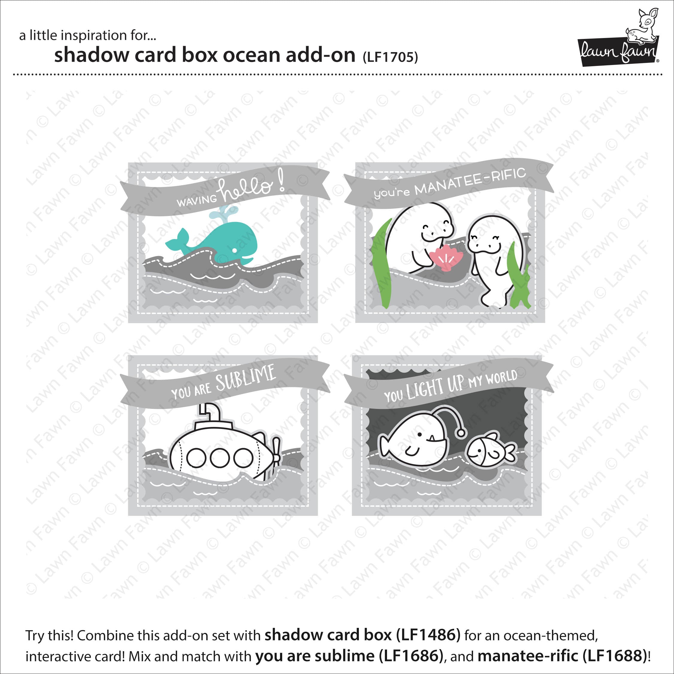 Lawn Fawn Shadow Box Card Ocean  ̹ ˻