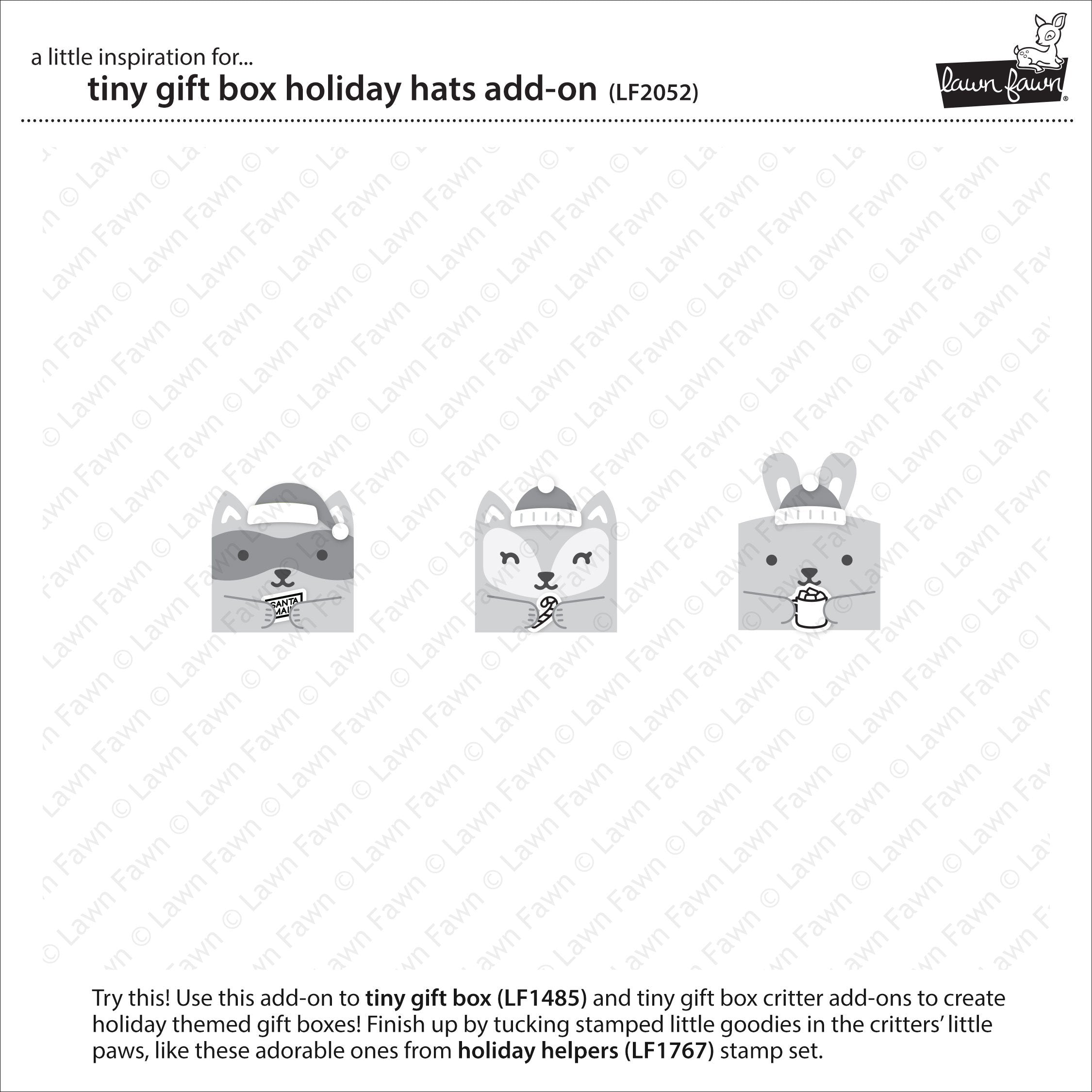 Lawn Fawn Tiny Gift Box Holiday Hats Add-On  ̹ ˻