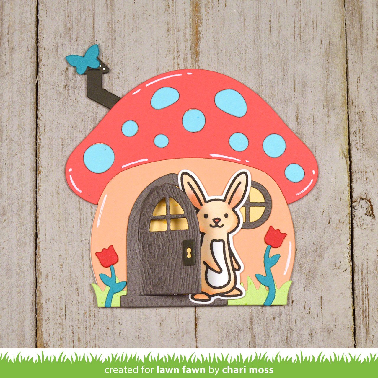 Lawn Fawn mushroom house  ̹ ˻