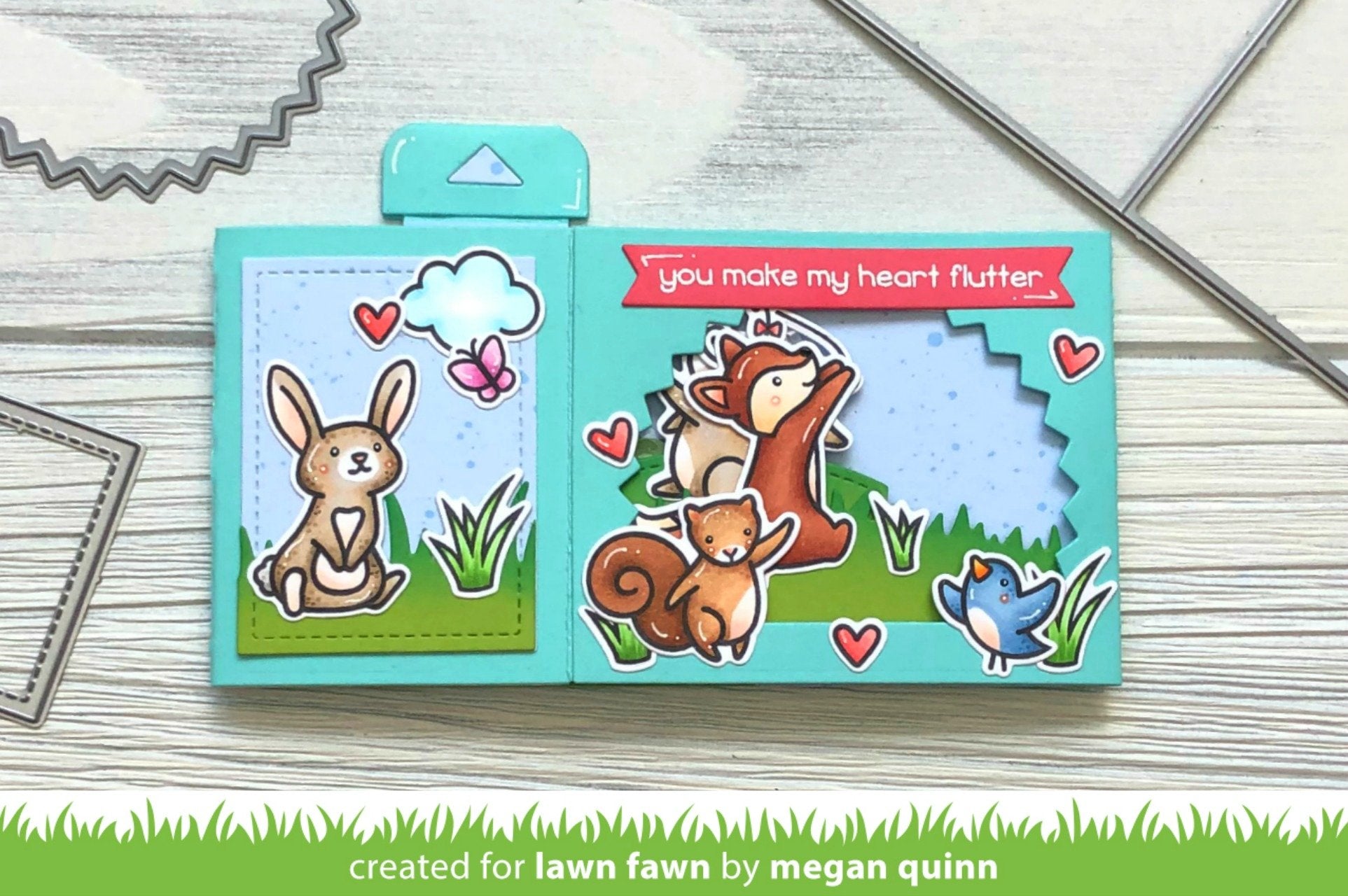 Lawn Fawn shadow box card rainbow add-on  ̹ ˻