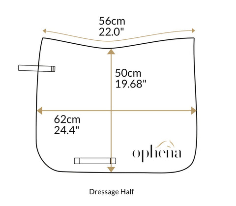 Dimensions of saddle pad Ophena Evolution Dressage Half