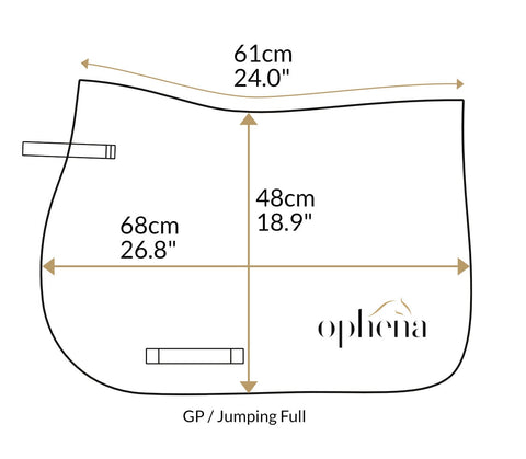 Dimensions of saddle pad Ophena Evolution Show Jumping Full