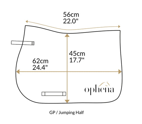 Dimensions of saddle pad Ophena Evolution Show Jumping Half