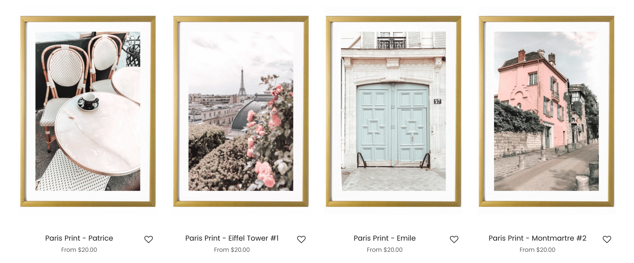 Pastel and pink Paris wall art prints