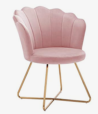Pink accent chair with gold