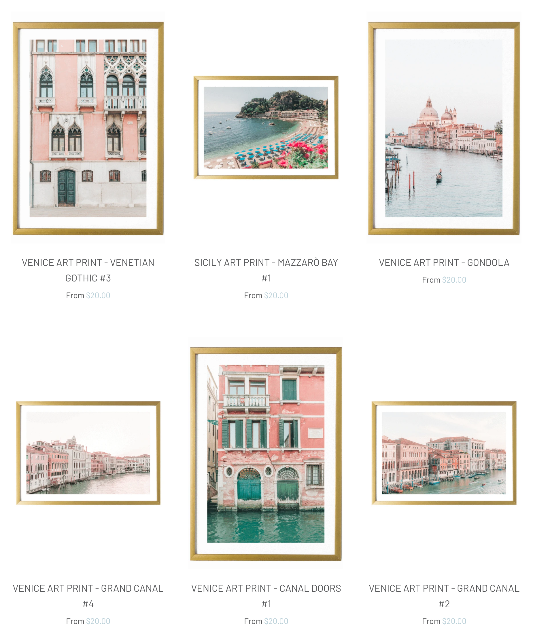 Colorful pastel Italy travel wall decor prints