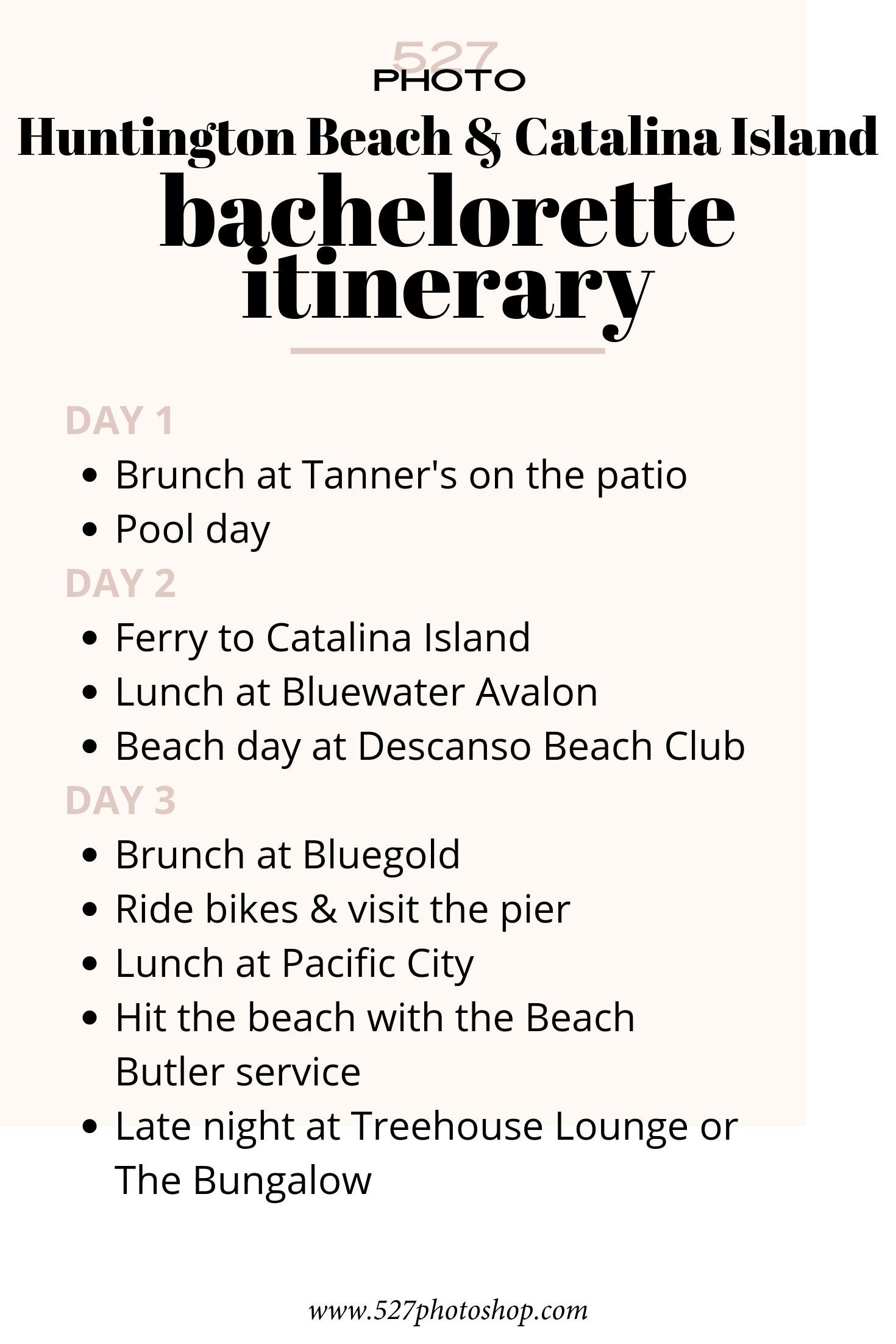 bachelorette party itinerary california