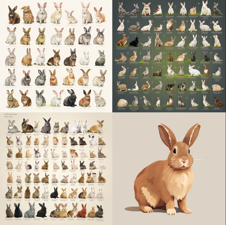 rabbit breeds, rabbit chart, domesticated breeds of rabbit,