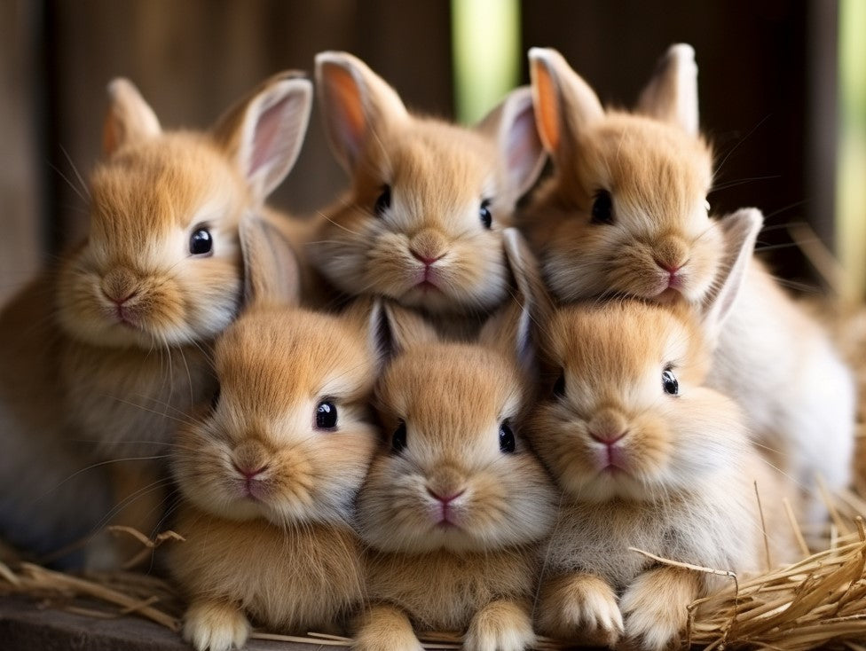 a fluffle of rabbits, a colony of rabbits, a group of bunnies, cute baby bunnies