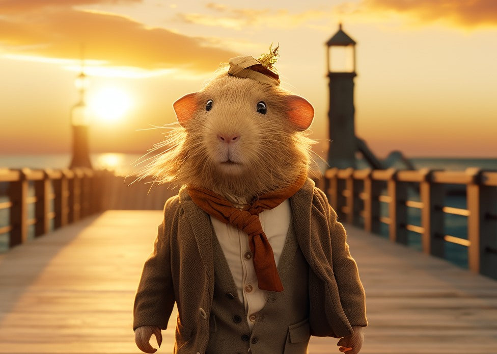 wandering guinea pig at golden hour