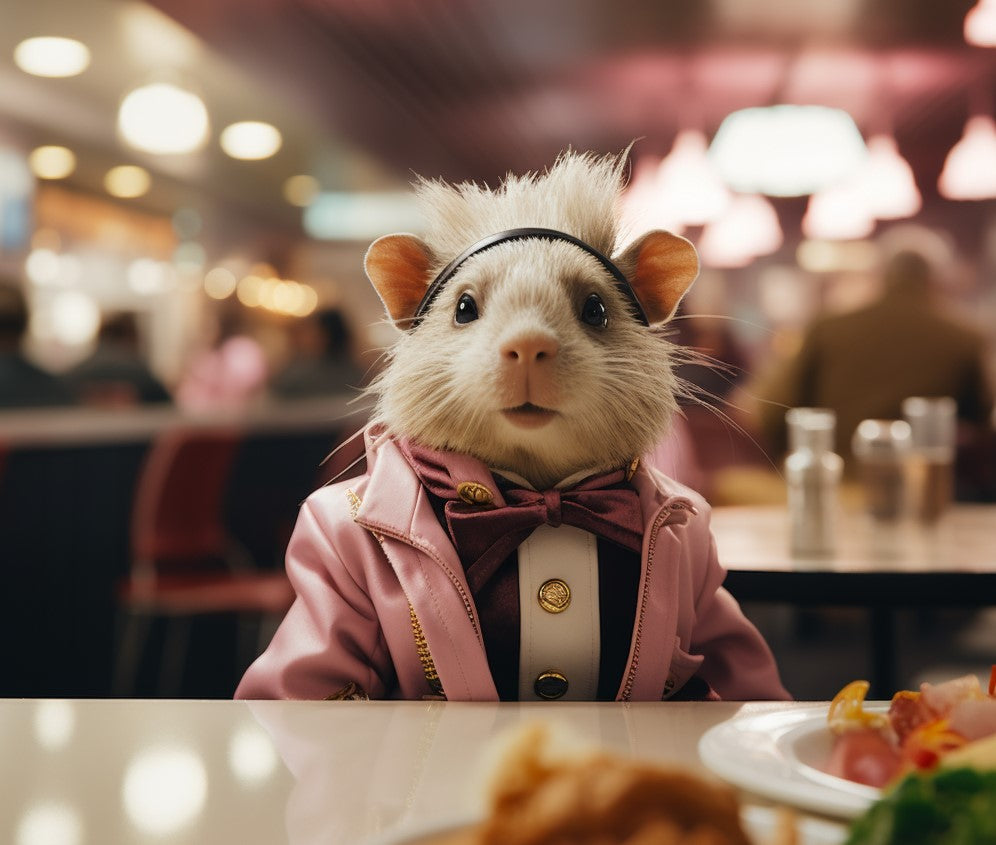 guinea pig in a diner