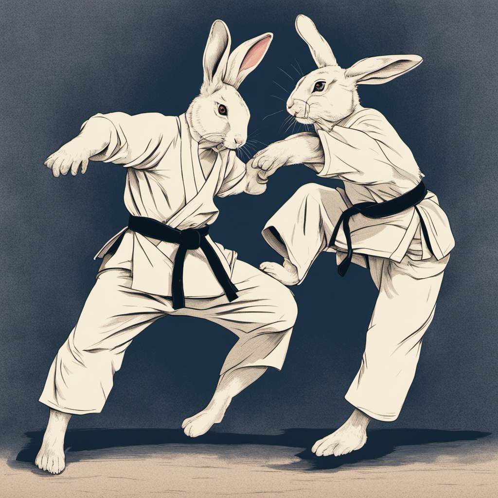 Rabbit dodging karate , bunny karate, rabbit karate