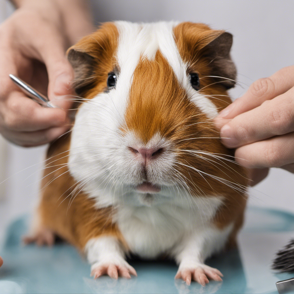 A guinea pig being groomed to avoid fly strike