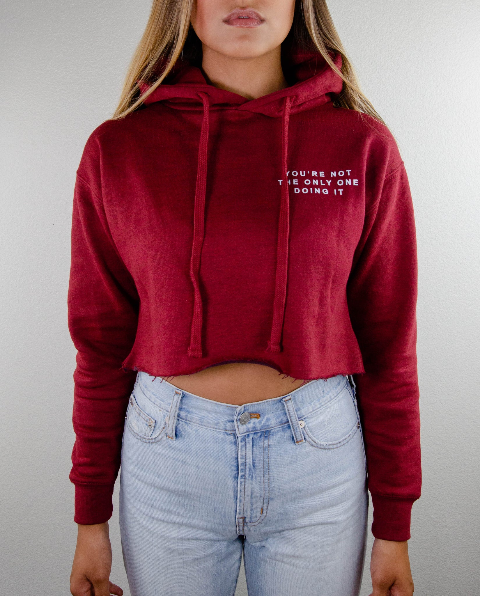 maroon crop top hoodie