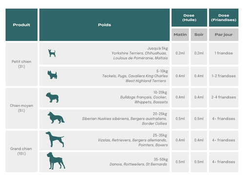 Dosage CBD chien - dosage huile et friandises