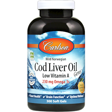 Carlson Labs - Cod Liver Oil Low Vit A 1000 mg 300 gels