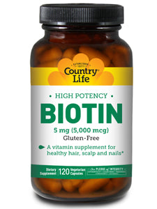 Country Life - High Potency Biotin 5 mg 120 vegcaps