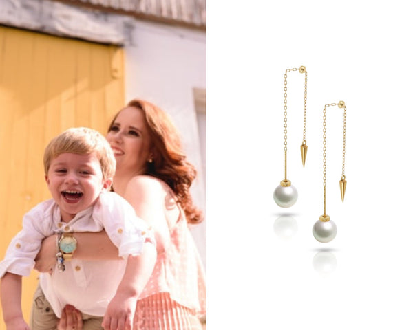Akoya pearl dangling earrings for modern mum