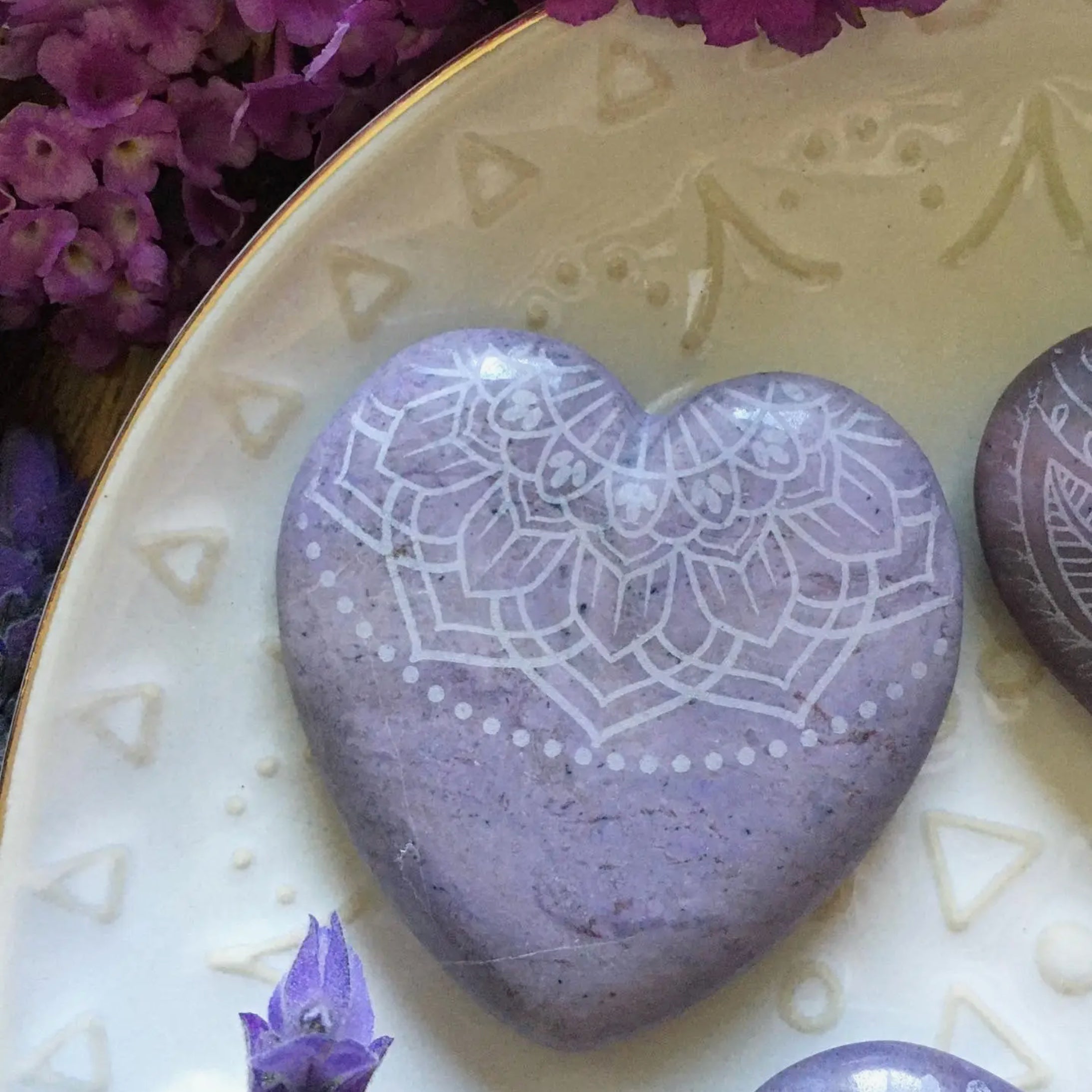 RARE Lavender Jade Crystal Etched Heart Online Crystal shop