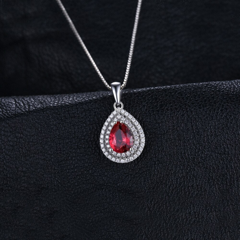 July Birthstone Necklace pendant with real red ruby