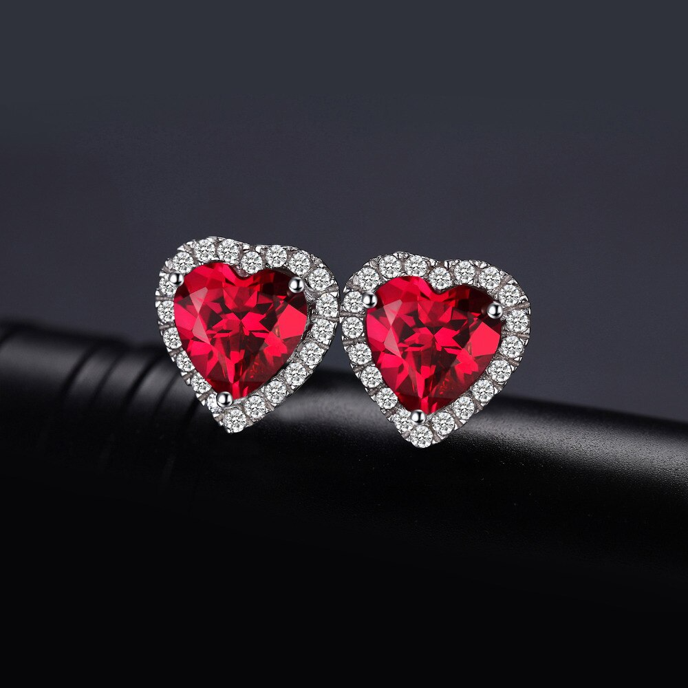 Heart Earrings for Girls and Women as Gift with Real Red Ruby