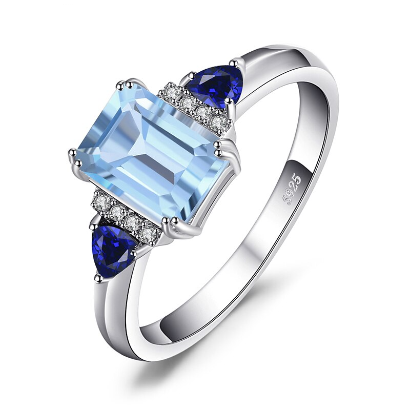 Emerald Cut Blauwe Topaas Ring