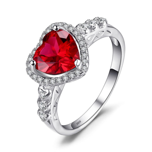 Heart-Shaped Lab-Created Ruby And Diamond Accent Three Stone Promise ...