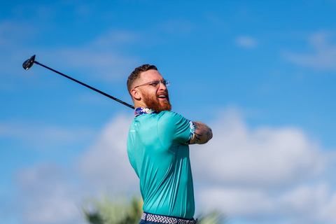 Close-up shot of a golfer