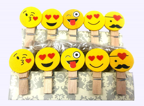 Smiley Emoji Wooden Paper Clips