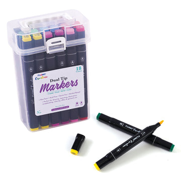 48ct Dual-Tip Brush Marker Set in Plastic Case - Mondo Llama™