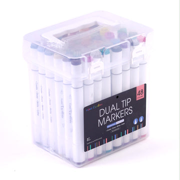 48ct Dual-Tip Brush Marker Set in Plastic Case - Mondo Llama™