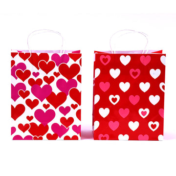Tuzuaol 12 Pack Valentines Day Gift Bag with Tissue Paper for Kids Valentines Paper Goodie Bags with Handle for Wrapped Gifts Party Supplies